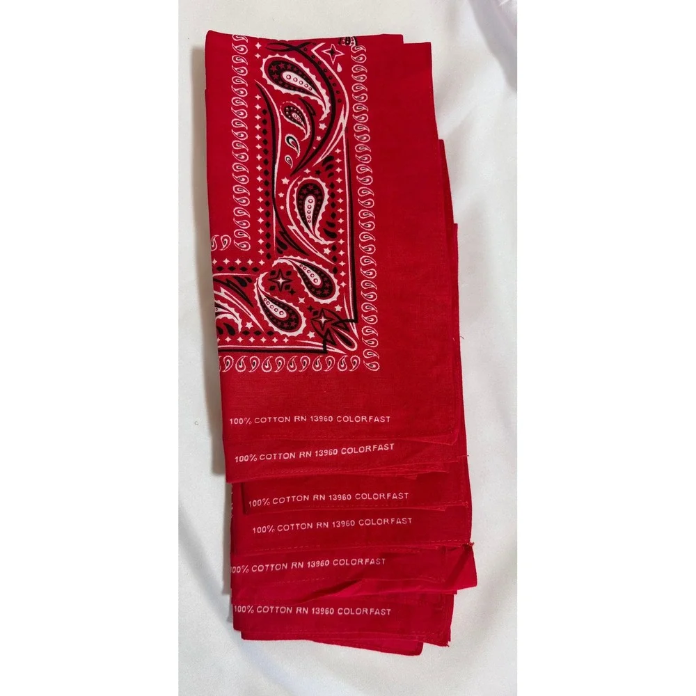 Lot of 18 Vintage Paisley Bandanas RN 13960 Paris Accessories Black Red Blue USA